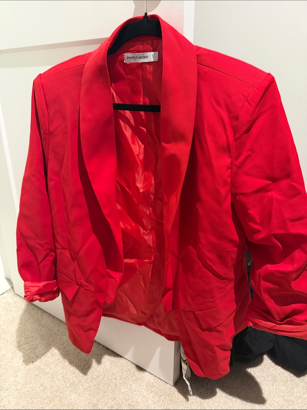 Women's Red Open Front Blazer Jacket